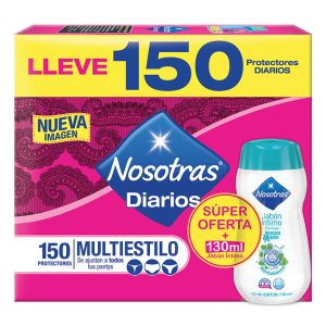 Protector Nosotras Diario Multiestilo 150 Unidades + Jab?n ?ntimo 110Ml