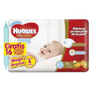 Pa?al Huggies Natural Care P1 50 Unidades Gratis 16 Toallitas H?medas